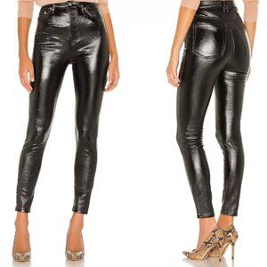 We The Free People Phoenix Coated Skinny Jeans Size24 Button Fly Faux Leather